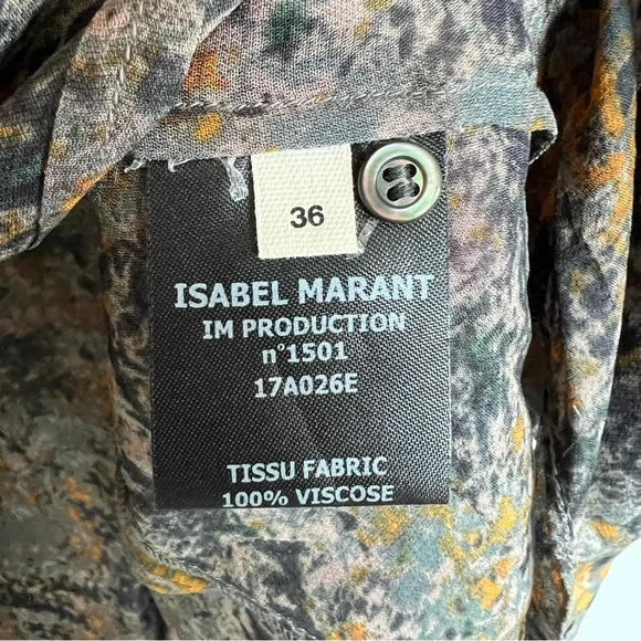 NWOT Isabel Marant Etoile Jelby Khaki Ruffle Long Sleeve Blouse Boho Bohemian 4 - Picture 12 of 15